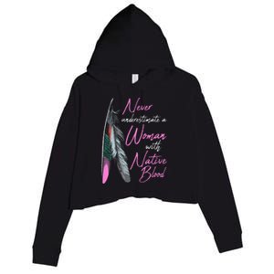 Native American Indian A Woman With Native Blood Crop Fleece Hoodie