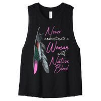 Native American Indian A Woman With Native Blood Women's Racerback Cropped Tank