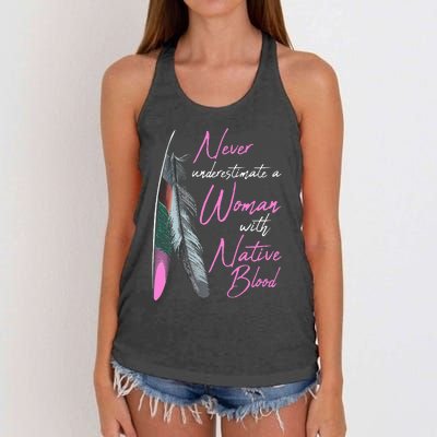 Native American Indian A Woman With Native Blood Women's Knotted Racerback Tank