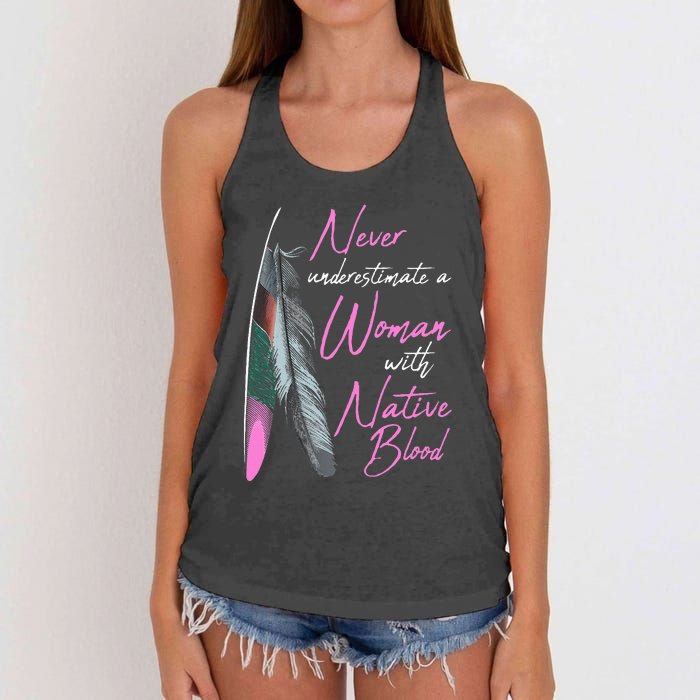 Native American Indian A Woman With Native Blood Women's Knotted Racerback Tank