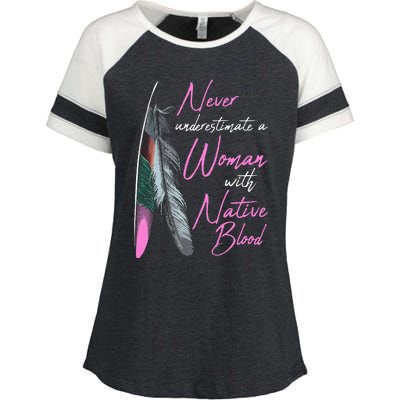 Native American Indian A Woman With Native Blood Enza Ladies Jersey Colorblock Tee