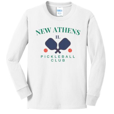 New Athens Il Pickleball Club For Paddle Players Kids Long Sleeve Shirt