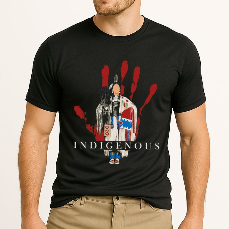 Native American Indigenous Red Hand Indian Blood Themed Cooling Performance Crew T-Shirt