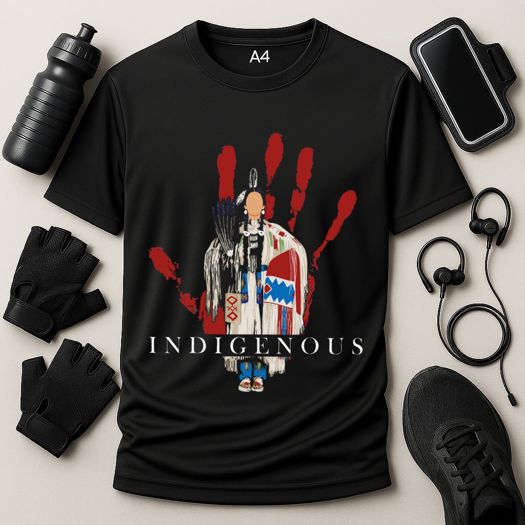 Native American Indigenous Red Hand Indian Blood Themed Cooling Performance Crew T-Shirt