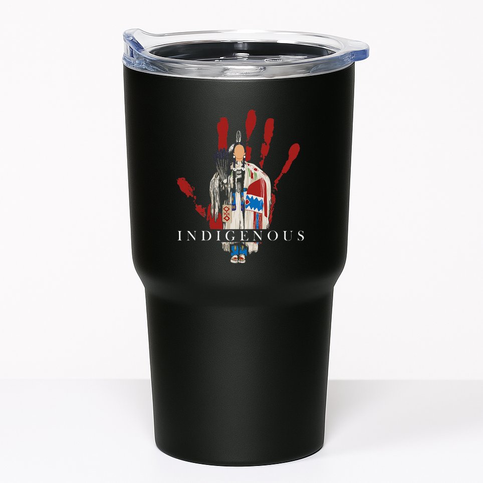 Native American Indigenous Red Hand Indian Blood Themed Tumbler
