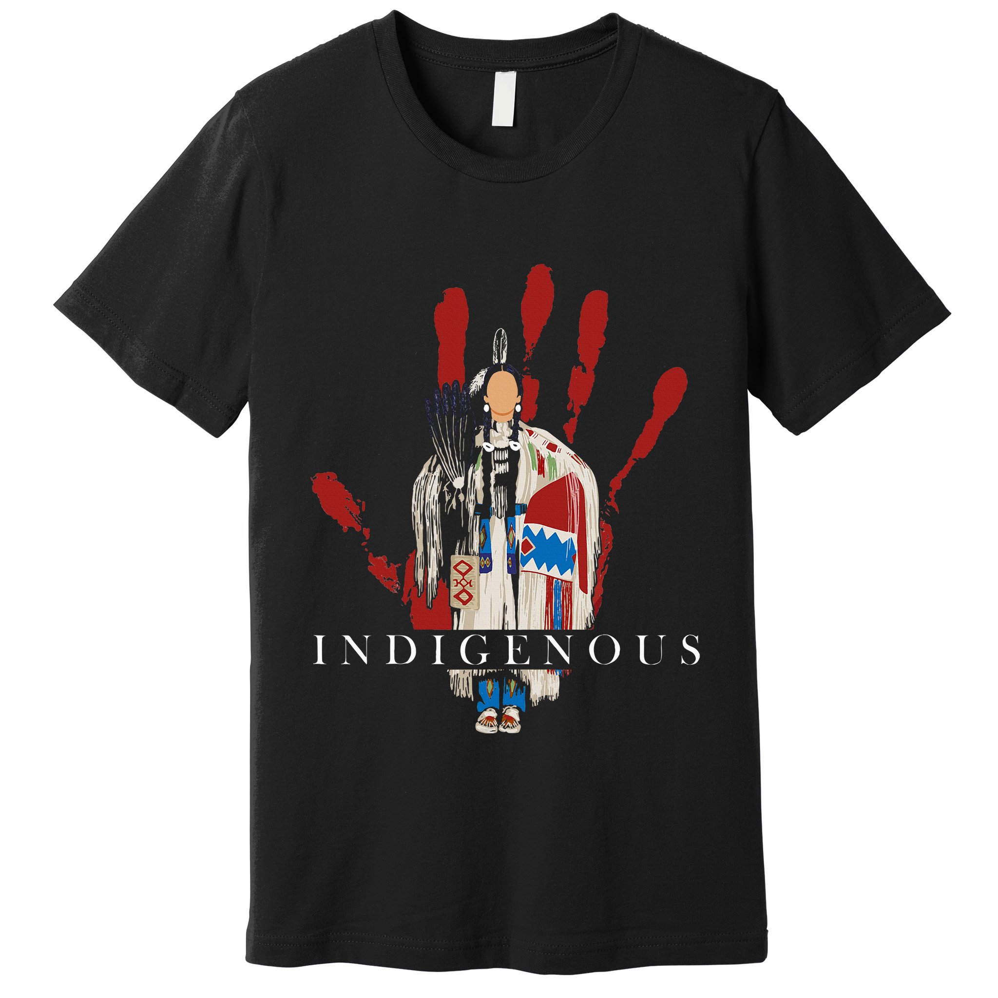 Native American Indigenous Red Hand Indian Blood Themed Premium T-Shirt