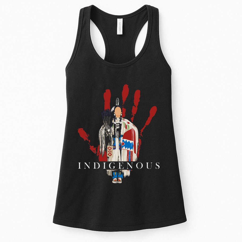 Native American Indigenous Red Hand Indian Blood Themed Womens Tank Top