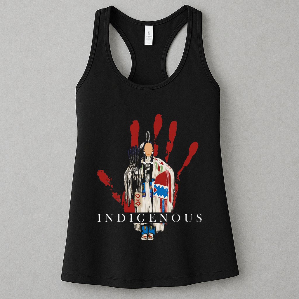 Native American Indigenous Red Hand Indian Blood Themed Womens Tank Top