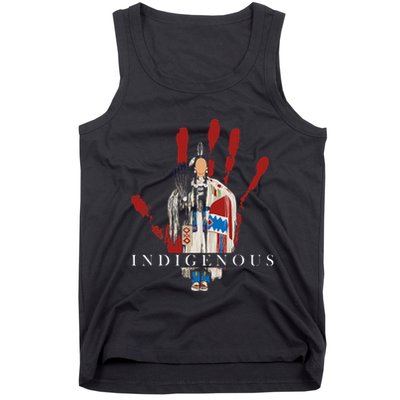 Native American Indigenous Red Hand Indian Blood Themed Tank Top
