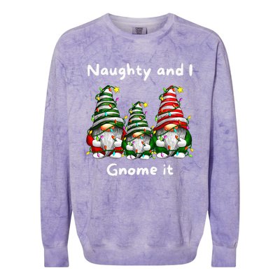 Naughty And I Gnome It Christmas Family Matching Pjs Gnome Colorblast Crewneck Sweatshirt