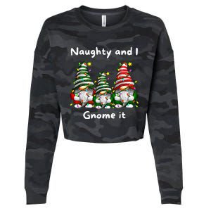 Naughty And I Gnome It Christmas Family Matching Pjs Gnome Cropped Pullover Crew