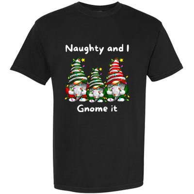 Naughty And I Gnome It Christmas Family Matching Pjs Gnome Garment-Dyed Heavyweight T-Shirt