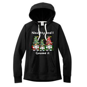 Naughty And I Gnome It Christmas Family Matching Pjs Gnome Women's Fleece Hoodie