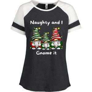 Naughty And I Gnome It Christmas Family Matching Pjs Gnome Enza Ladies Jersey Colorblock Tee