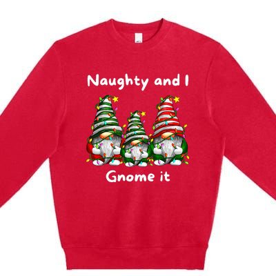 Naughty And I Gnome It Christmas Family Matching Pjs Gnome Premium Crewneck Sweatshirt