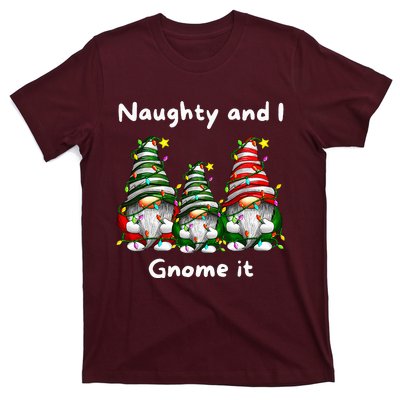 Naughty And I Gnome It Christmas Family Matching Pjs Gnome T-Shirt