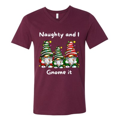 Naughty And I Gnome It Christmas Family Matching Pjs Gnome V-Neck T-Shirt