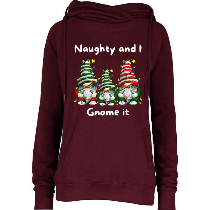 Naughty And I Gnome It Christmas Family Matching Pjs Gnome Womens Funnel Neck Pullover Hood