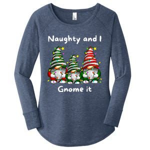 Naughty And I Gnome It Christmas Family Matching Pjs Gnome Women's Perfect Tri Tunic Long Sleeve Shirt