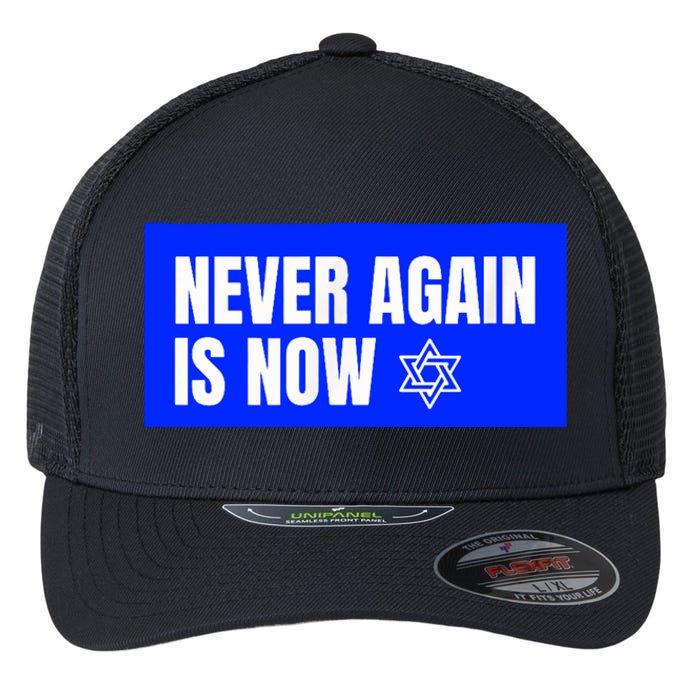 Never Again Is Now Jewish Israel Pride Am Yisrael Chai Flexfit Unipanel Trucker Cap