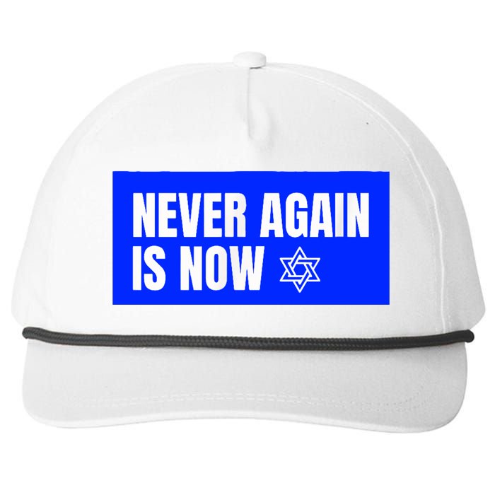 Never Again Is Now Jewish Israel Pride Am Yisrael Chai Snapback Five-Panel Rope Hat