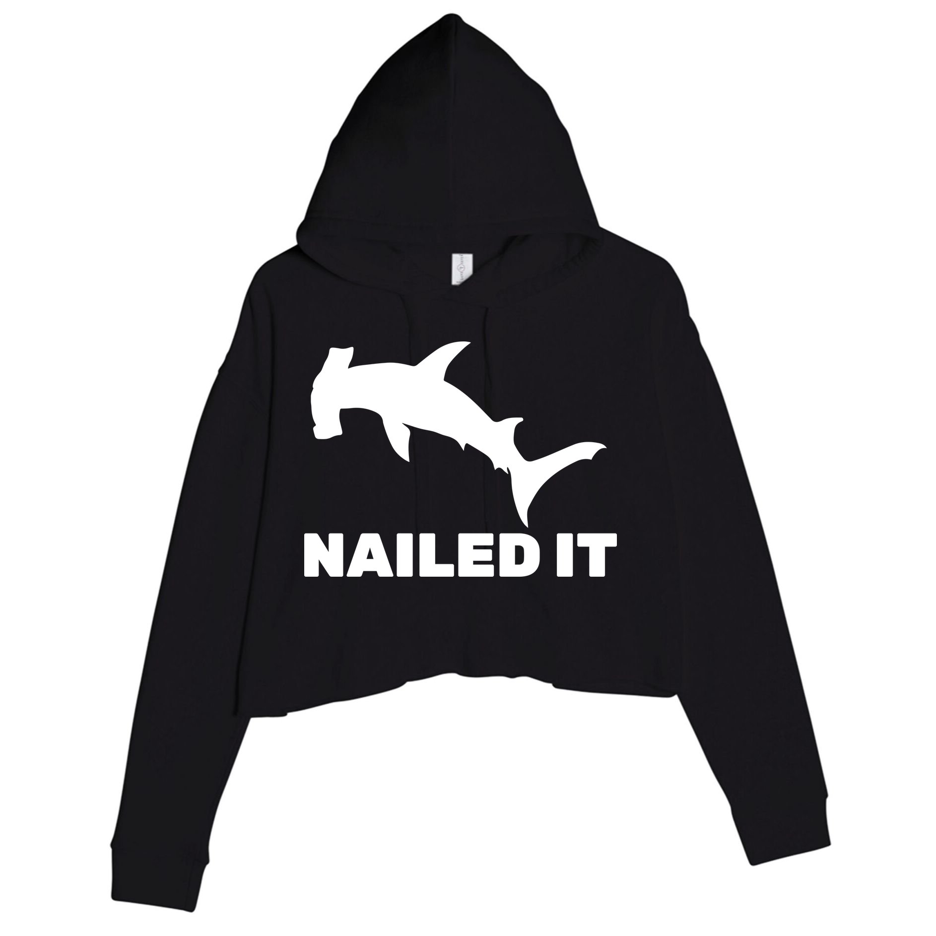 Nailed It Hammerhead Shark Crop Fleece Hoodie