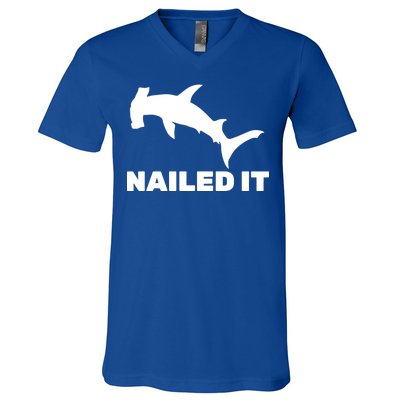 Nailed It Hammerhead Shark V-Neck T-Shirt