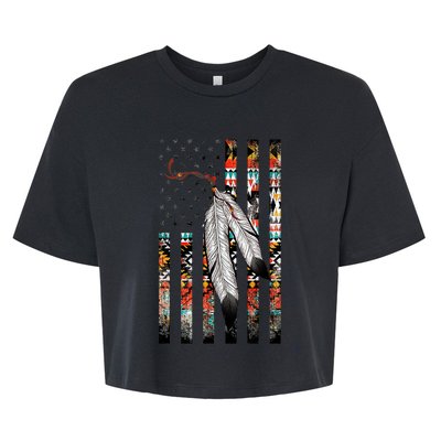 Native American Justice Day  Tribe Feather Flag Bella+Canvas Jersey Crop Tee