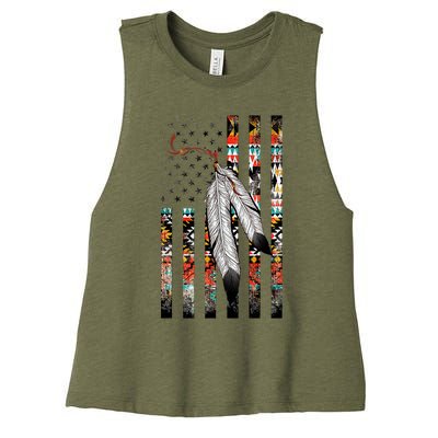 Native American Justice Day  Tribe Feather Flag Women's Racerback Cropped Tank