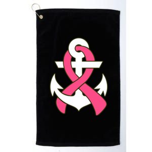 Nautical Anchor Jesus Cross Hope Pink Ribbon Breast Cancer Gift Platinum Collection Golf Towel