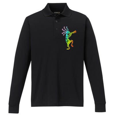 Native American Kokopelli Flute Gift Performance Long Sleeve Polo