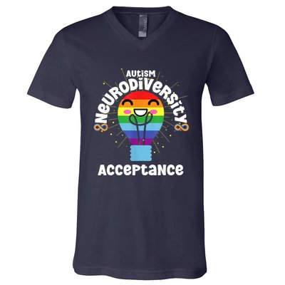 Neurodiversity Acceptance Kawaii Encourage Diversity V-Neck T-Shirt