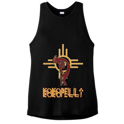 Native American Kokopelli Flute Player Sun Symbol Ladies PosiCharge Tri-Blend Wicking Tank