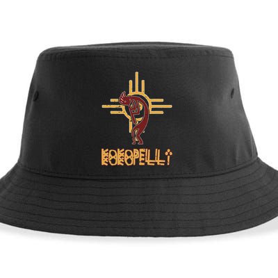 Native American Kokopelli Flute Player Sun Symbol Sustainable Bucket Hat