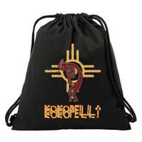 Native American Kokopelli Flute Player Sun Symbol Drawstring Bag
