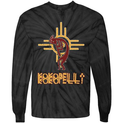 Native American Kokopelli Flute Player Sun Symbol Tie-Dye Long Sleeve Shirt
