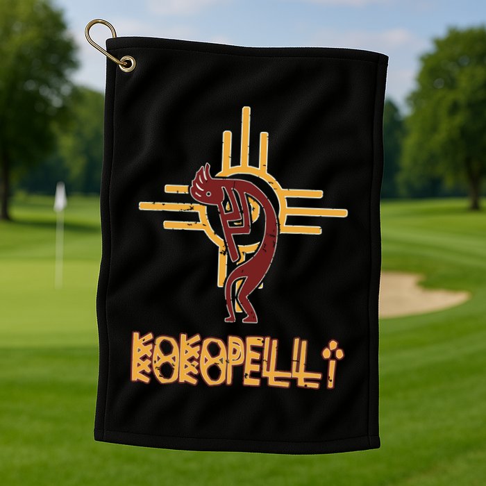 Native American Kokopelli Flute Player Sun Symbol Golf Towel