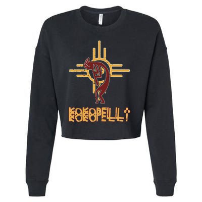 Native American Kokopelli Flute Player Sun Symbol Cropped Pullover Crew