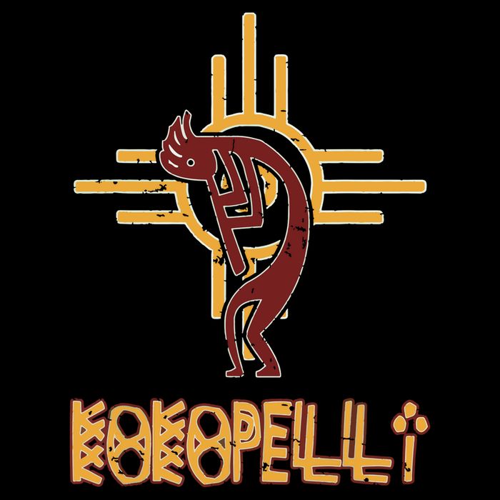 Native American Kokopelli Flute Player Sun Symbol Cropped Pullover Crew