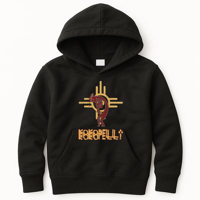 Native American Kokopelli Flute Player Sun Symbol Kids Hoodie