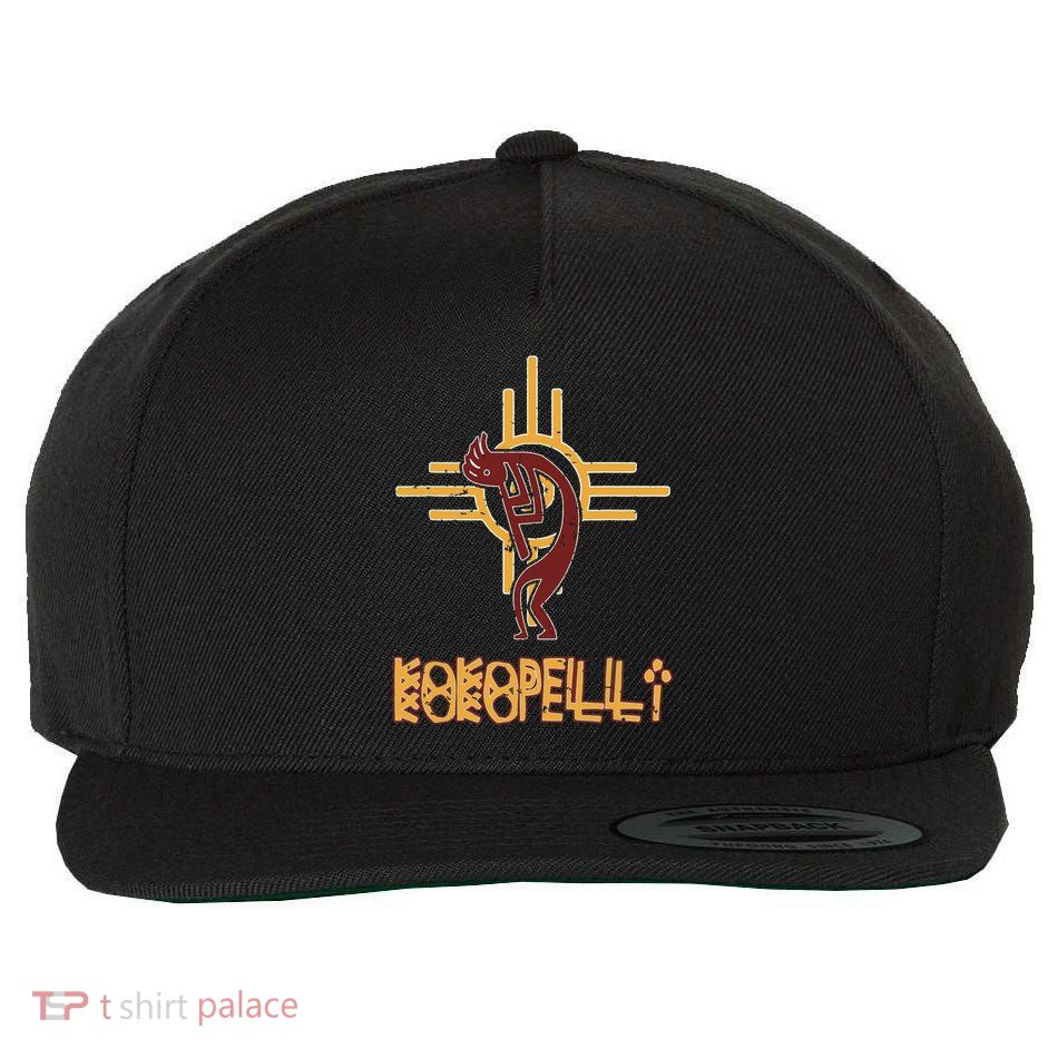 Native American Kokopelli Flute Player Sun Symbol Wool Snapback Cap