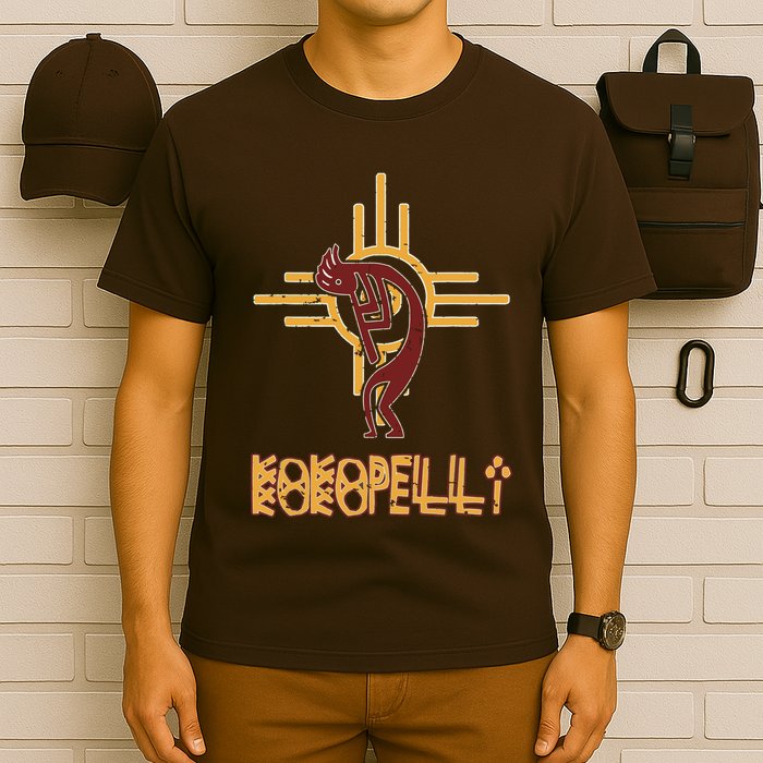 Native American Kokopelli Flute Player Sun Symbol T-Shirt