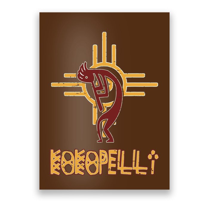 Native American Kokopelli Flute Player Sun Symbol Poster
