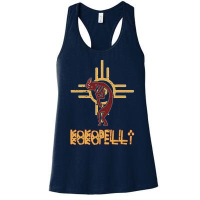 Native American Kokopelli Flute Player Sun Symbol Women's Racerback Tank