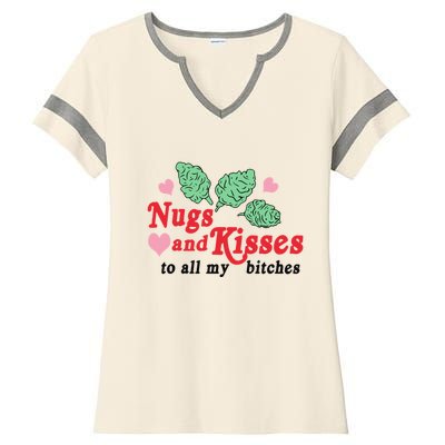 Nugs And Kisses To All My Bitches Funny Gift Ladies Halftime Notch Neck Tee