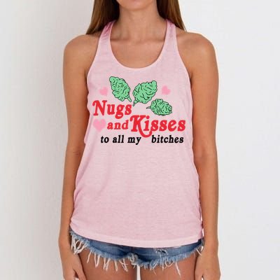 Nugs And Kisses To All My Bitches Funny Gift Women's Knotted Racerback Tank