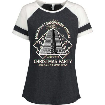 Nakatomi Corporation Annual Christmas Party Enza Ladies Jersey Colorblock Tee