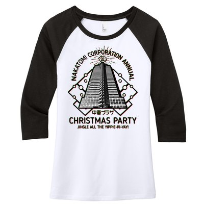 Nakatomi Corporation Annual Christmas Party Women's Tri-Blend 3/4-Sleeve Raglan Shirt