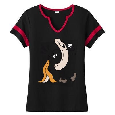 Naked Banana Retro Cartoon Ladies Halftime Notch Neck Tee