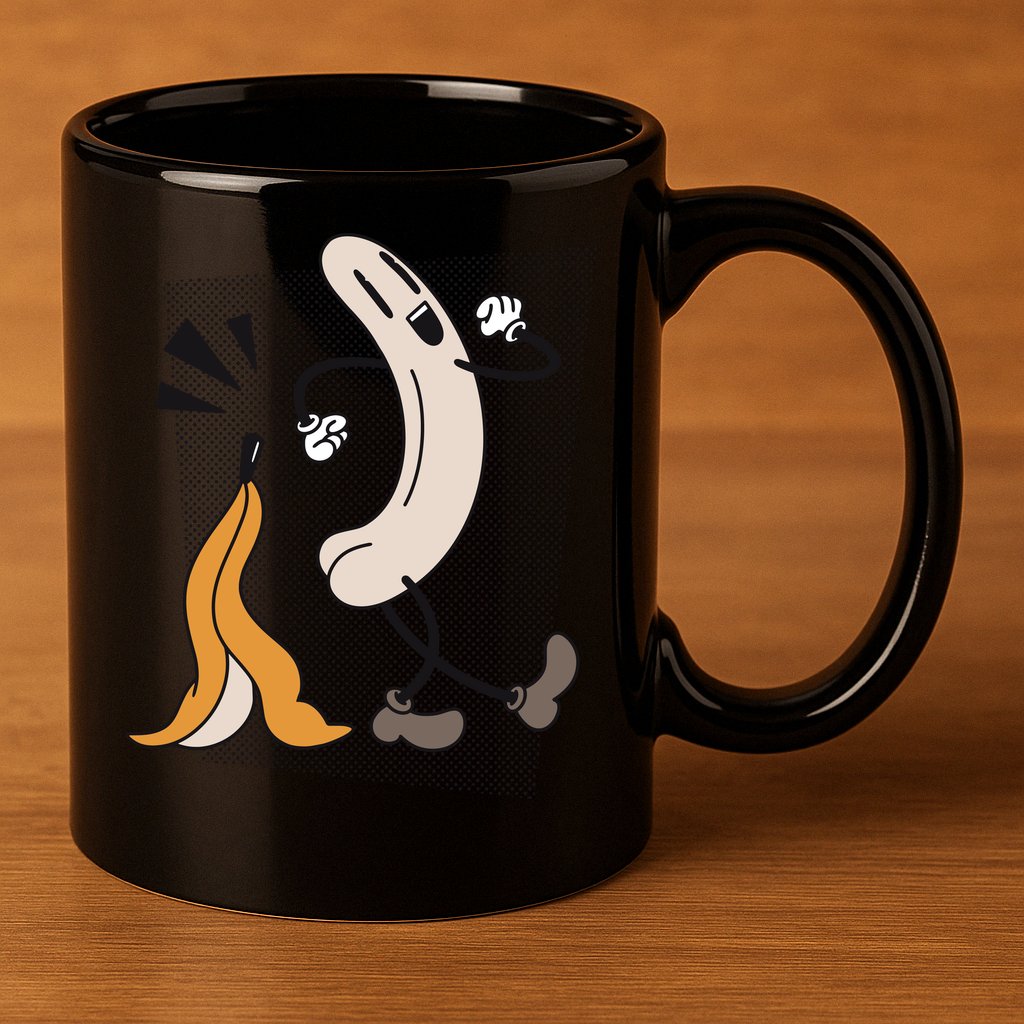 Naked Banana Retro Cartoon 11oz C Handle Ceramic Mug